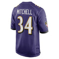 B.Ravens #34 Keaton Mitchell Purple Game Stitched Football Jerseys