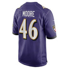 B.Ravens #46 Nick Moore Purple Game Stitched Football Jerseys