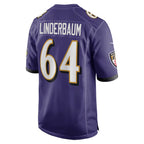 B.Ravens #64 Tyler Linderbaum Purple Player Game Stitched Football Jerseys