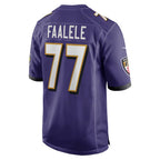 B.Ravens #77 Daniel Faalele Purple Player Game Stitched Football Jerseys