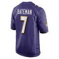 B.Ravens #7 Rashod Bateman Purple Game Player Stitched Football Jerseys