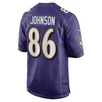 B.Ravens #86 Cornelius Johnson Purple Team Game Stitched Football Jerseys
