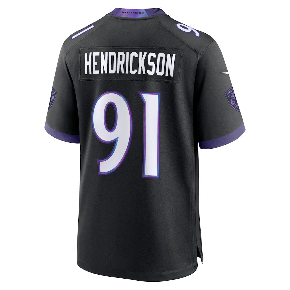 B.Ravens #91 Trey Hendrickson Black Alternate Game Stitched Football Jerseys