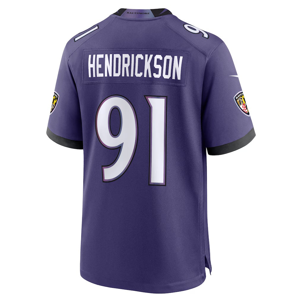 B.Ravens #91 Trey Hendrickson Purple Team Game Stitched Football Jerseys