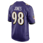 B.Ravens #98 Travis Jones Purple Player Game Stitched Football Jerseys