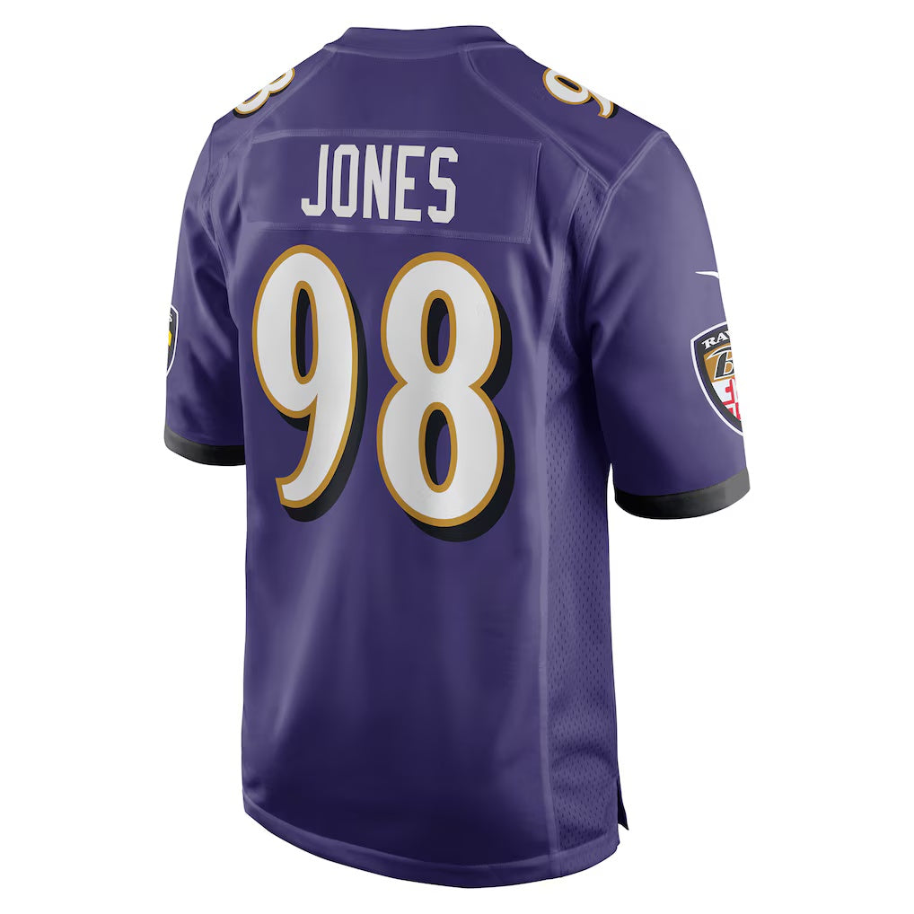 B.Ravens #98 Travis Jones Purple Player Game Stitched Football Jerseys