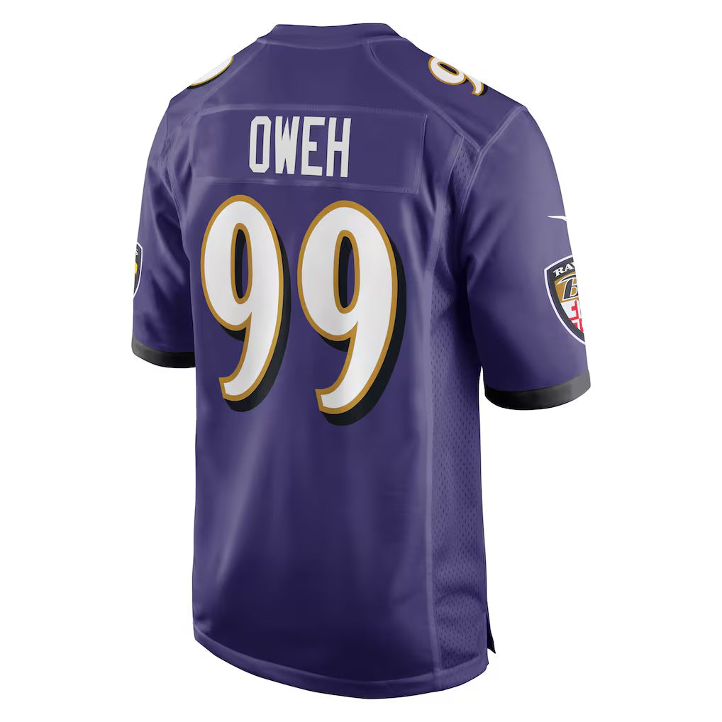 B.Ravens #99 Odafe Oweh Purple Game Stitched Football Jerseys
