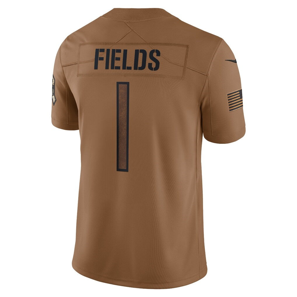 C.Bears #1 Justin Fields Salute To Service Limited Stitched Football Jerseys - Brown