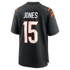 C.Bengals #15 Charlie Jones Black Team Game Stitched Football Jerseys