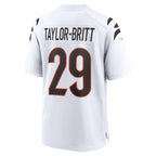 C.Bengals #29 Cam Taylor-Britt White Game Stitched Football Jerseys