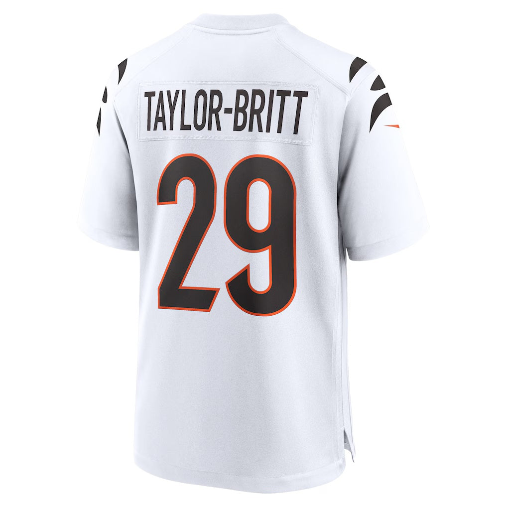 C.Bengals #29 Cam Taylor-Britt White Game Stitched Football Jerseys