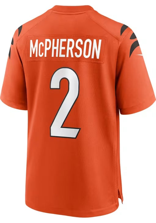 C.Bengals #2 Evan McPherson Orange Game Player Stitched Football Jerseys