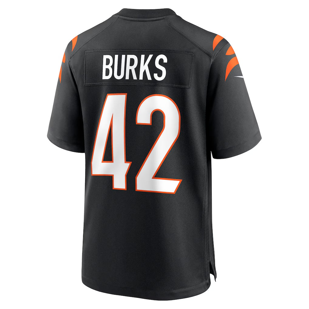 C.Bengals #42 Oren Burks Black Team Game Stitched Football Jerseys