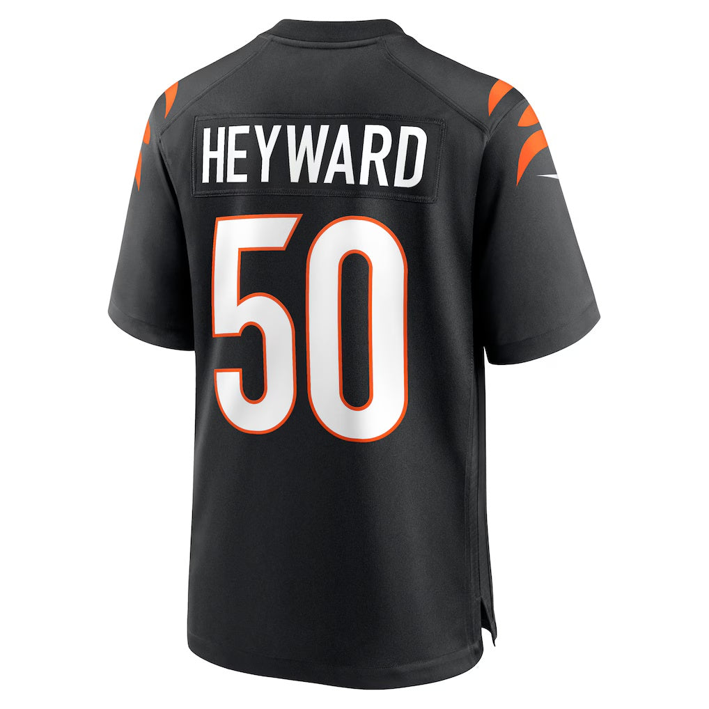 C.Bengals #50 Shaka Heyward Black Team Game Stitched Football Jerseys
