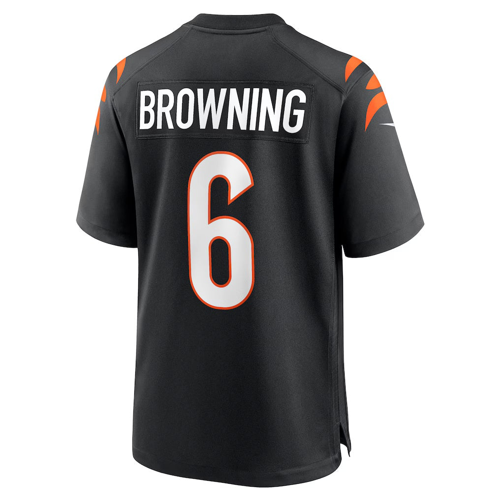 C.Bengals #6 Jake Browning Black Game Stitched Football Jerseys
