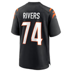 C.Bengals #74 Jalen Rivers Black Team Game Stitched Football Jerseys