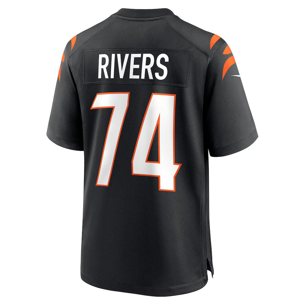 C.Bengals #74 Jalen Rivers Black Team Game Stitched Football Jerseys