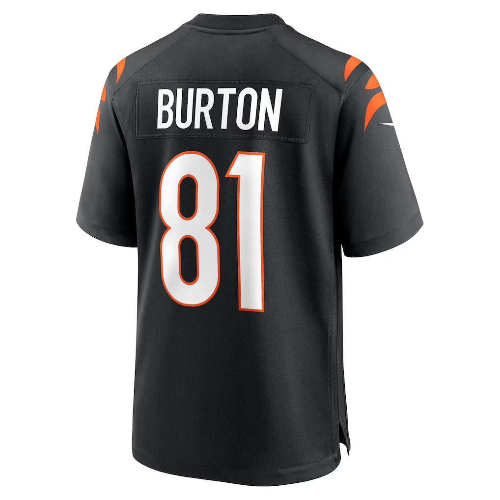 C.Bengals #81 Jermaine Burton Black Game Stitched Football Jerseys