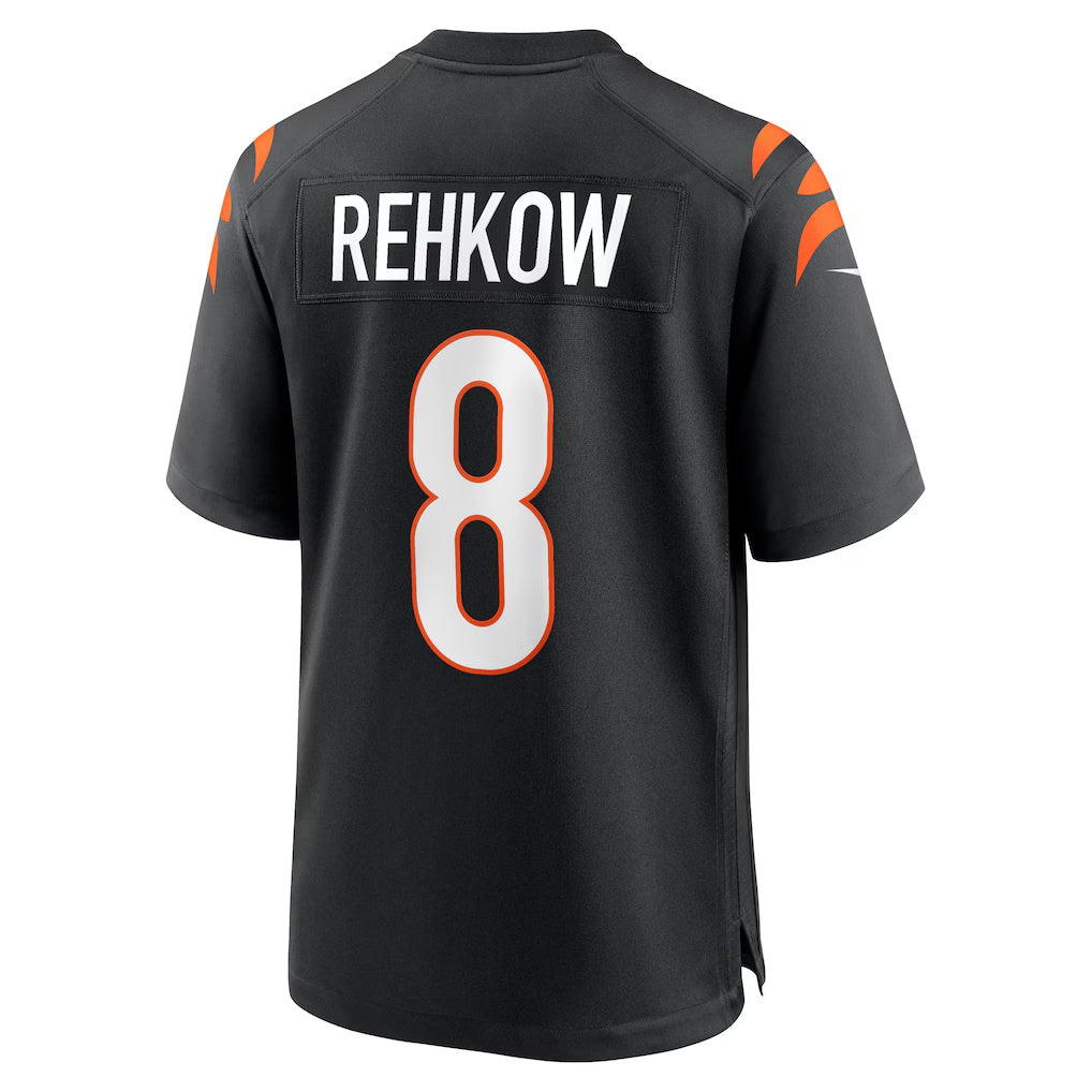 C.Bengals #8 Ryan Rehkow Black Game Stitched Football Jerseys