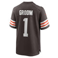 C.Browns Number #1 Groom Brown Game Stitched Football Jerseys
