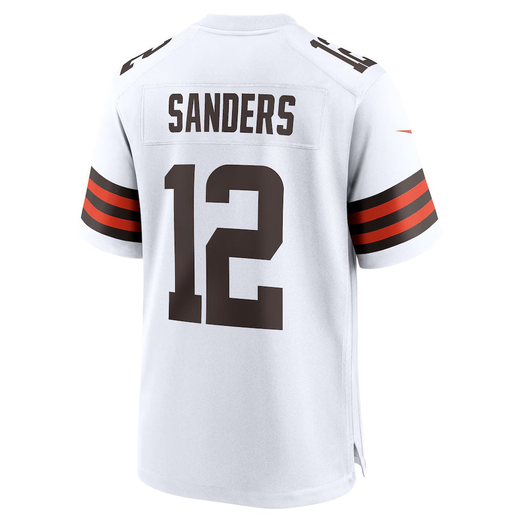 C.Browns #12 Shedeur Sanders White Game Road 2025 Draft Stitched Football Jerseys