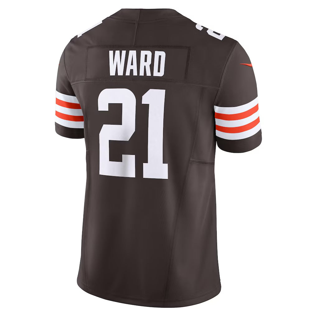 C.Browns #21 Denzel Ward Brown Vapor F.U.S.E. Limited Stitched Football Jerseys