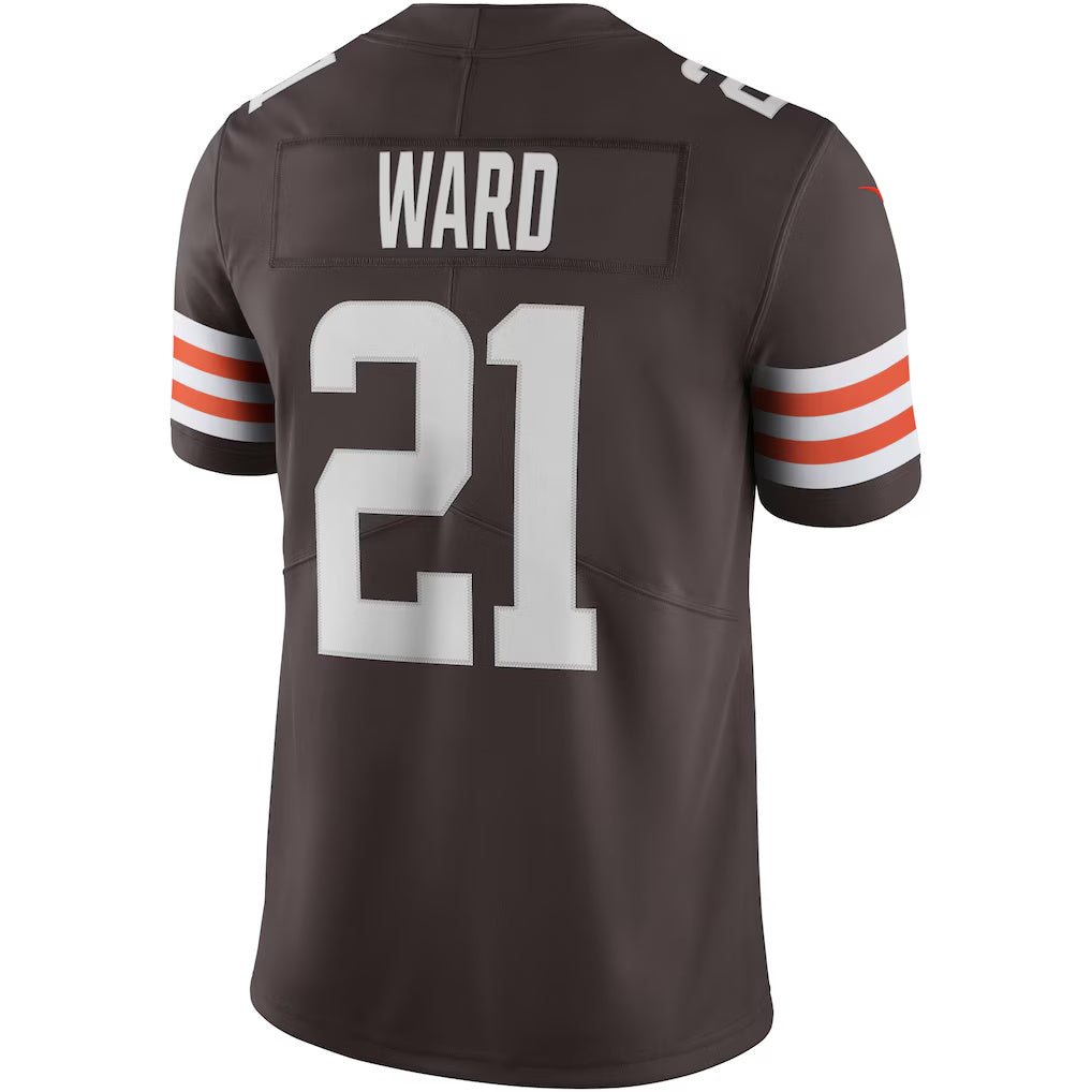 C.Browns #21 Denzel Ward Brown Vapor Limited Stitched Football Jerseys