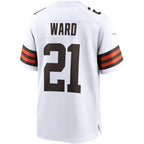 C.Browns #21 Denzel Ward White Game Stitched Football Jerseys