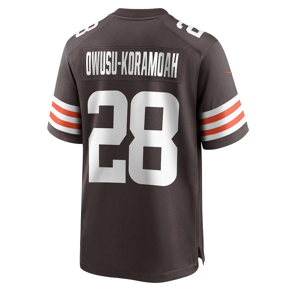 C.Browns #28 Jeremiah Owusu-Koramoah Brown Game Player Stitched Football Jerseys