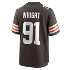 C.Browns #91 Alex Wright Brown Team Game Stitched Football Jerseys