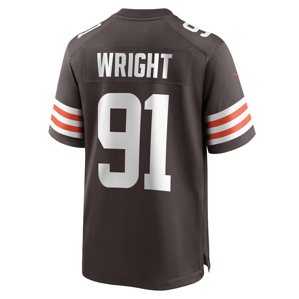 C.Browns #91 Alex Wright Brown Team Game Stitched Football Jerseys