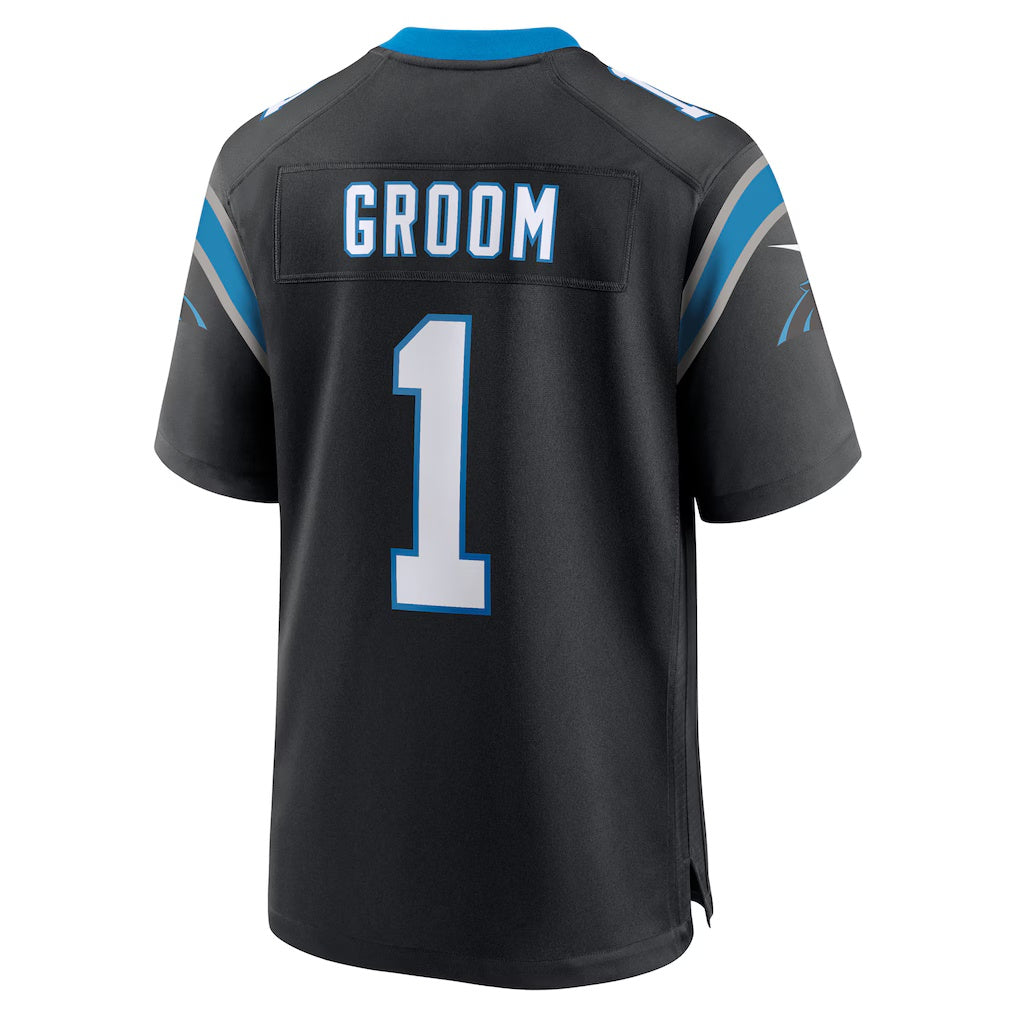 C.Panthers Number #1 Groom Black Game Stitched Football Jerseys