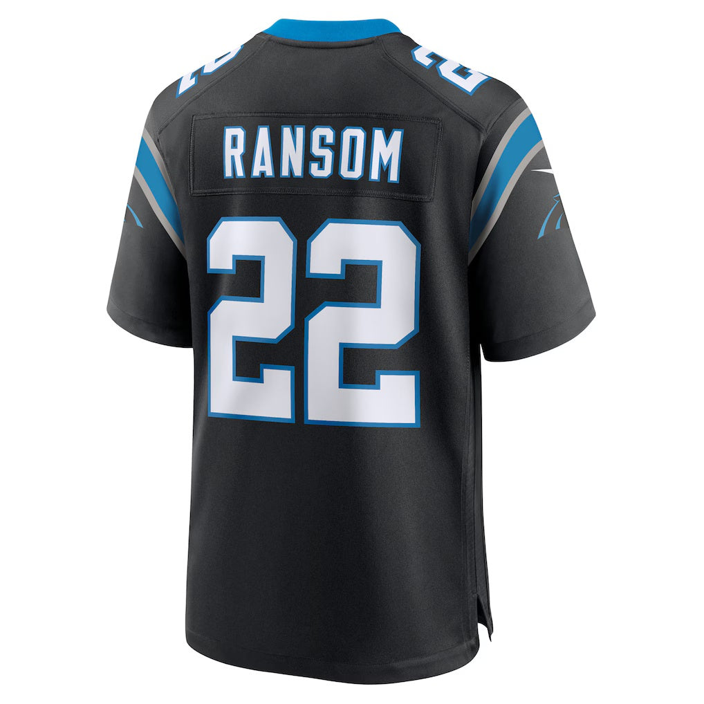 C.Panthers #22 Lathan Ransom Black Team Game Stitched Football Jerseys