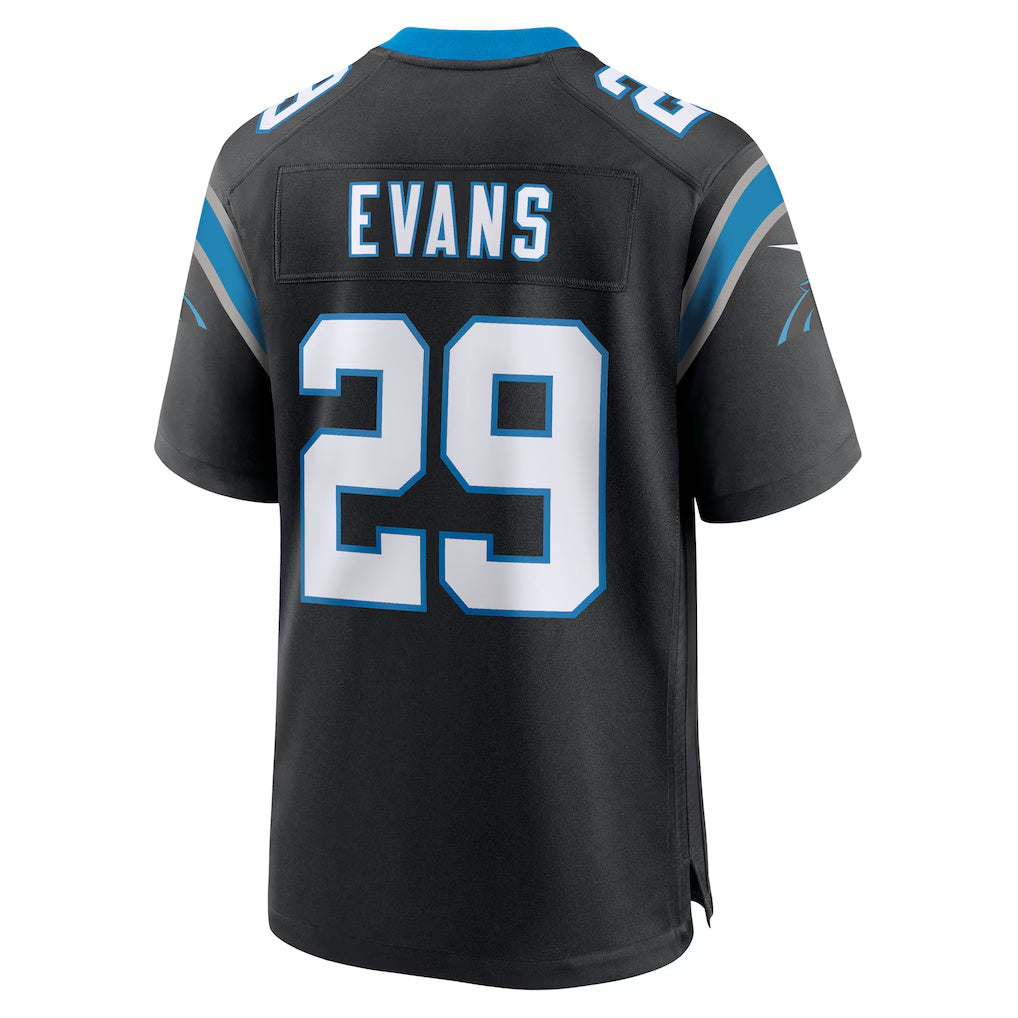 C.Panthers #29 Akayleb Evans Black Team Game Stitched Football Jerseys