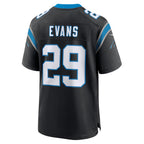 C.Panthers #29 Akayleb Evans Black Team Game Stitched Football Jerseys