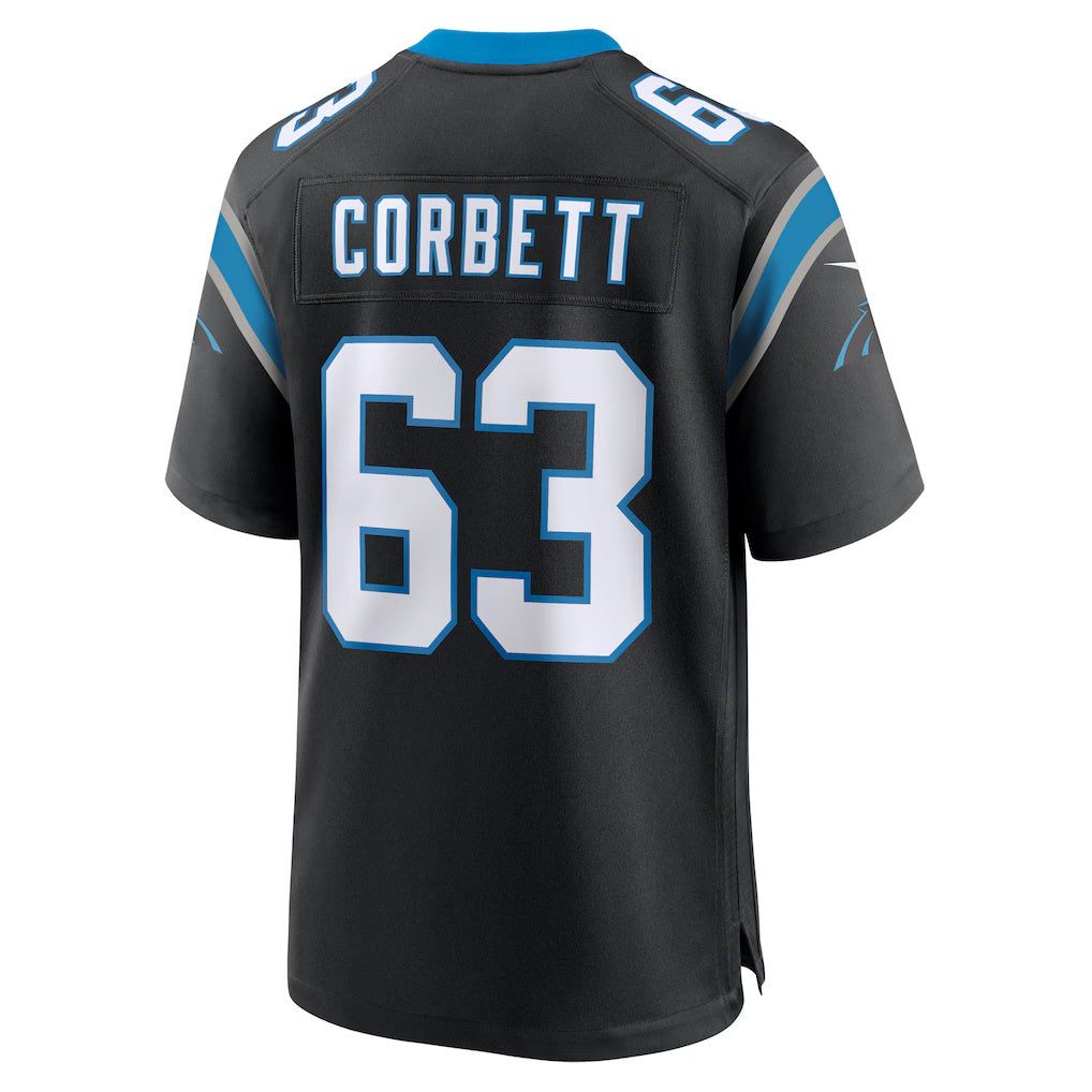 C.Panthers #63 Austin Corbett Black Team Game Stitched Football Jerseys