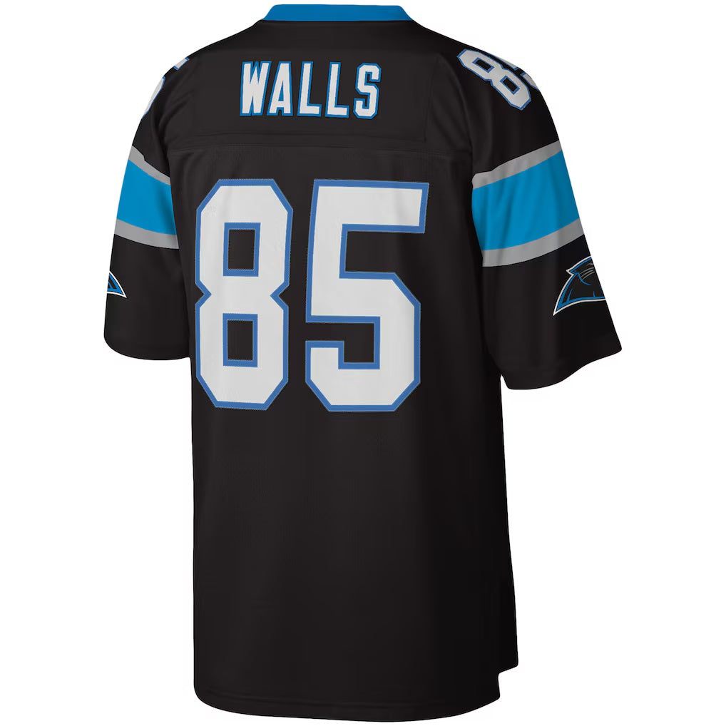 C.Panthers #85 Wesley Walls Mitchell & Ness Black Legacy Replica Stitched Football Jerseys