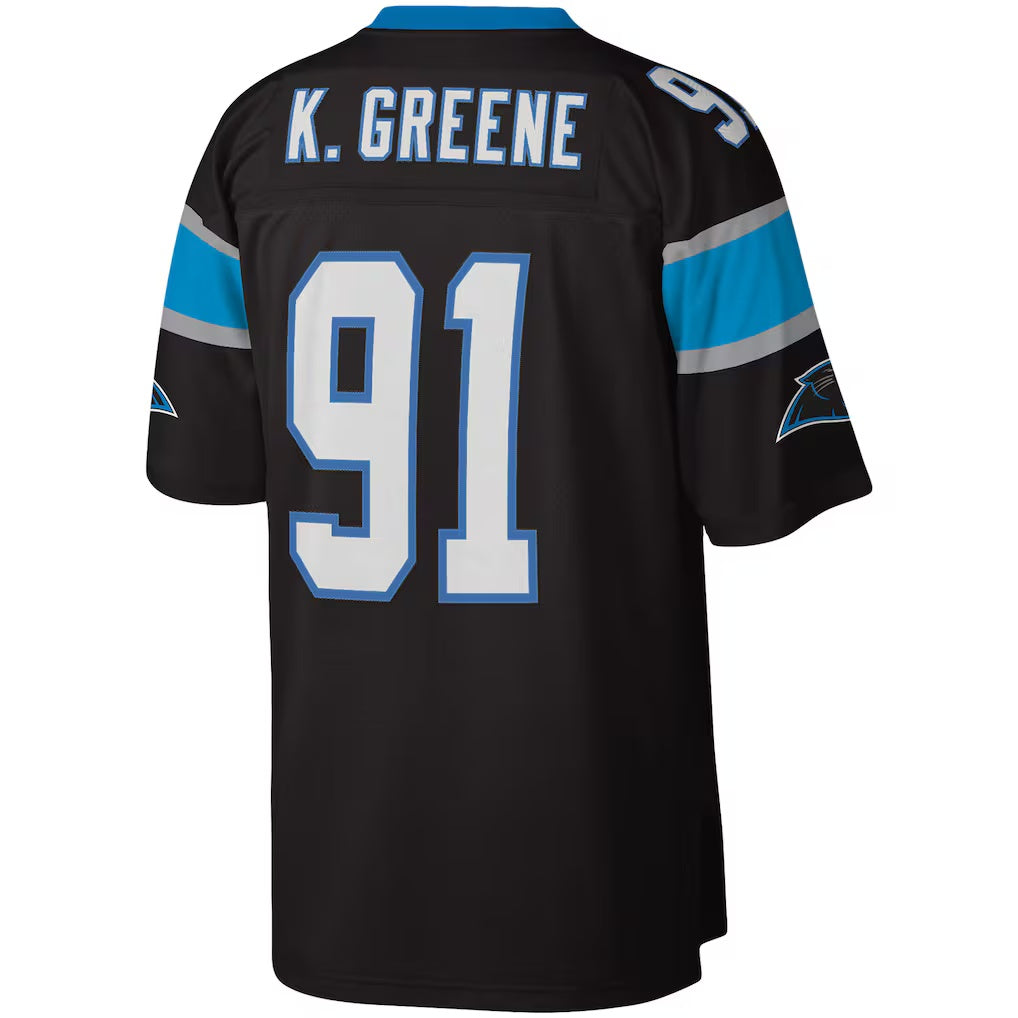 C.Panthers #91 Kevin Greene Mitchell & Ness Black Legacy Replica Stitched Football Jerseys