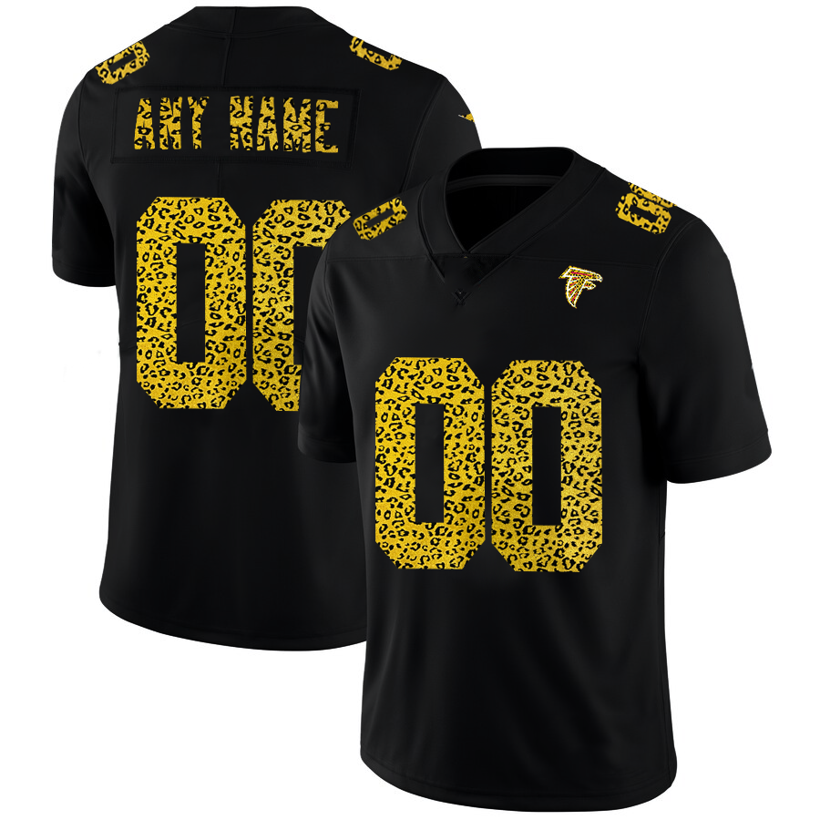 Custom A.Falcons Black Leopard Print Fashion Vapor Limited Stitched Football Jerseys