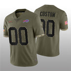 Custom B.Bills ACTIVE PLAYER 2022 Olive Salute To Service Limited Stitched Football Jerseys
