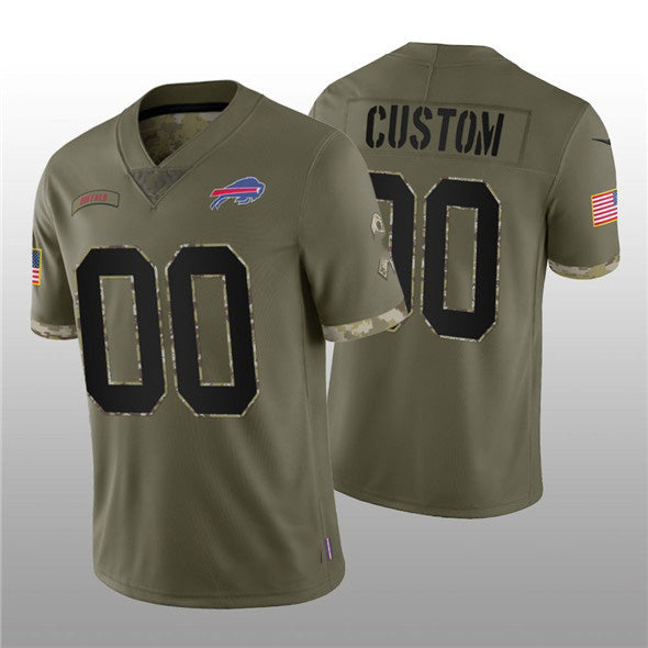 Custom B.Bills ACTIVE PLAYER 2022 Olive Salute To Service Limited Stitched Football Jerseys