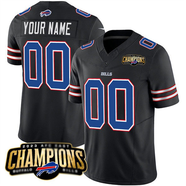 Custom B.Bills Active Player Black 2023 F.U.S.E. AFC East Champions Ptach Stitched Football Jerseys