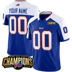 Custom B.Bills Active Player Blue White 2023 F.U.S.E. AFC East Champions Ptach Stitched Football Jerseys