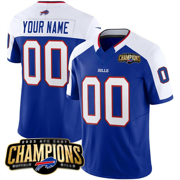 Custom B.Bills Active Player Blue White 2023 F.U.S.E. AFC East Champions Ptach Stitched Football Jerseys