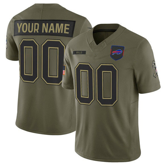 Custom B.Bills Active Player Olive 2025 Salute to Service Limited Stitched Football Jerseys