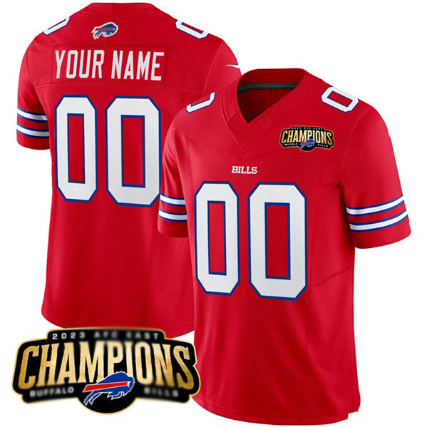 Custom B.Bills Active Player Red 2023 F.U.S.E. AFC East Champions Ptach Stitched Football Jerseys