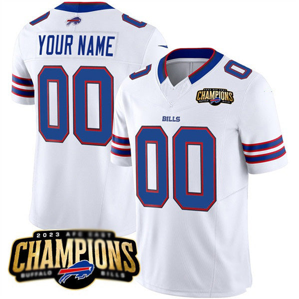 Custom B.Bills Active Player White 2023 F.U.S.E. AFC East Champions Ptach Stitched Football Jerseys