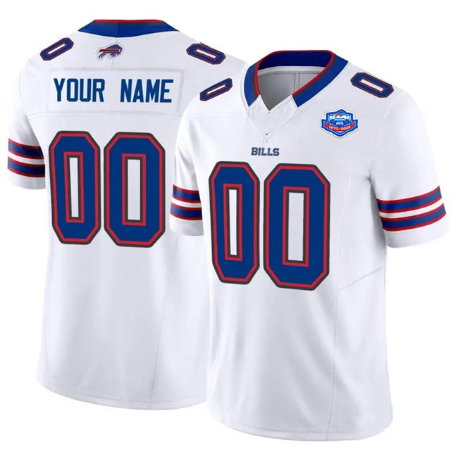 Custom B.Bills Active Player White 2025 F.U.S.E. With Farewell Patch Vapor Untouchable Limited Stitched Football Jerseys
