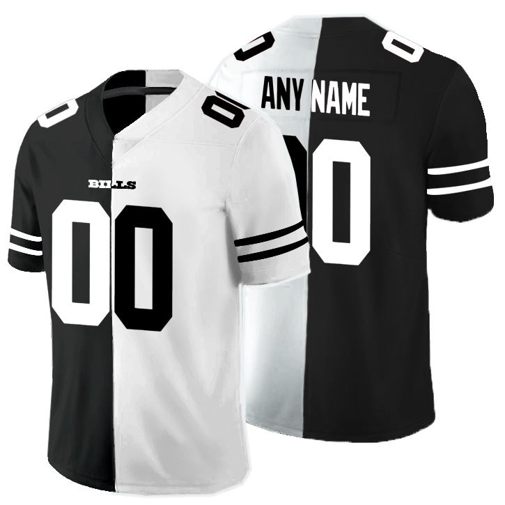 Custom B.Bills Black And White Split Vapor Untouchable Limited Stitched Football Jerseys