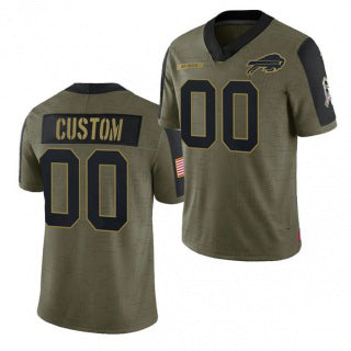 Custom B.Bills Olive ACTIVE PLAYER 2021 Salute To Service Limited Stitched Football Jerseys